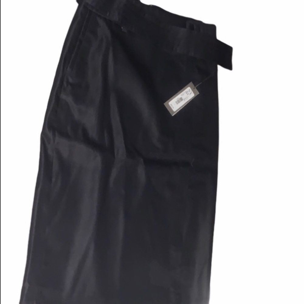 Denim knee length skirt with split